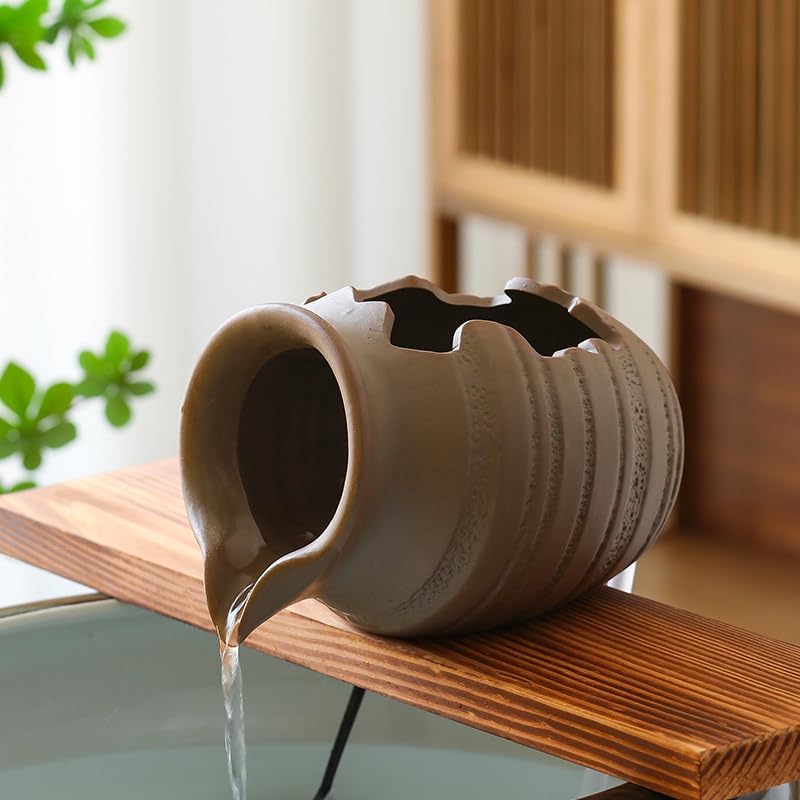 Andady Outdoor Garden Fountain Spitter Pond Water Feature Pump DIY Ceramic Pot Decoration (9.8 inch Color 1) - Image 1